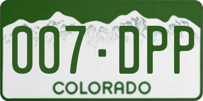 CO license plate 007DPP