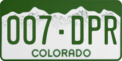 CO license plate 007DPR