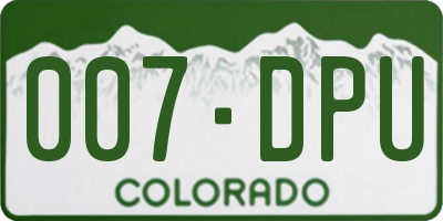 CO license plate 007DPU