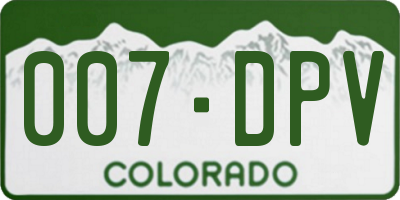 CO license plate 007DPV