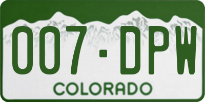 CO license plate 007DPW