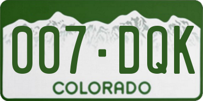 CO license plate 007DQK
