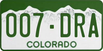 CO license plate 007DRA