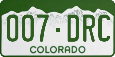 CO license plate 007DRC