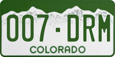 CO license plate 007DRM