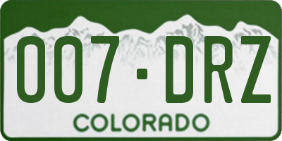 CO license plate 007DRZ