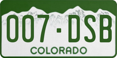 CO license plate 007DSB