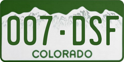 CO license plate 007DSF