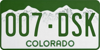 CO license plate 007DSK