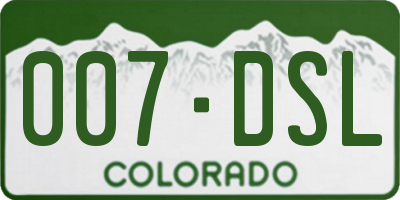 CO license plate 007DSL
