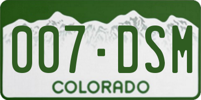 CO license plate 007DSM