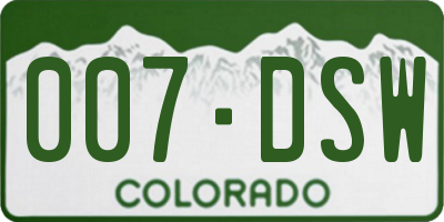 CO license plate 007DSW