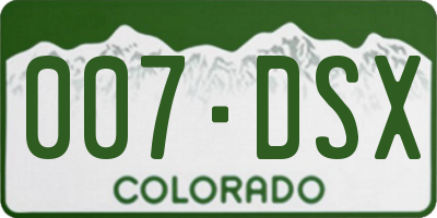 CO license plate 007DSX