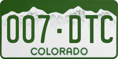 CO license plate 007DTC