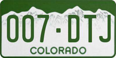 CO license plate 007DTJ