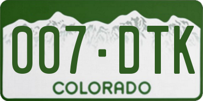CO license plate 007DTK