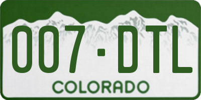 CO license plate 007DTL