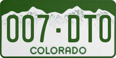 CO license plate 007DTO