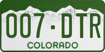 CO license plate 007DTR