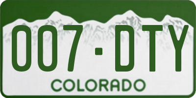 CO license plate 007DTY