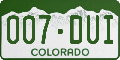 CO license plate 007DUI