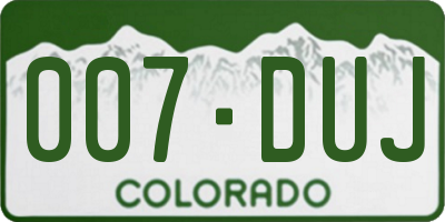 CO license plate 007DUJ