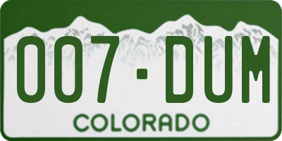 CO license plate 007DUM