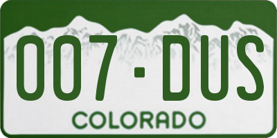 CO license plate 007DUS