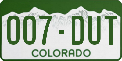 CO license plate 007DUT