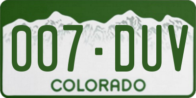 CO license plate 007DUV