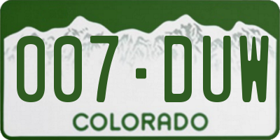 CO license plate 007DUW