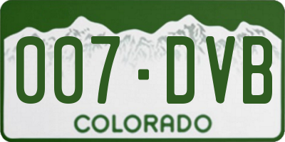 CO license plate 007DVB