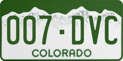 CO license plate 007DVC