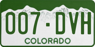 CO license plate 007DVH