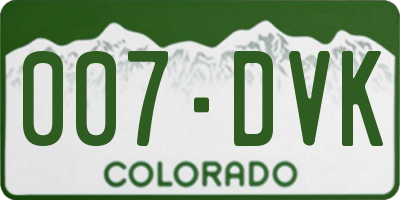 CO license plate 007DVK