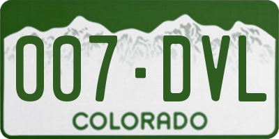 CO license plate 007DVL