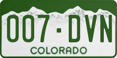 CO license plate 007DVN