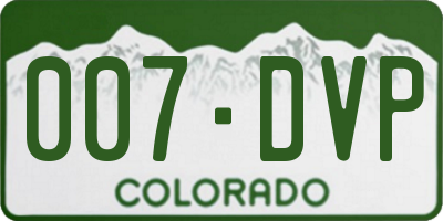 CO license plate 007DVP