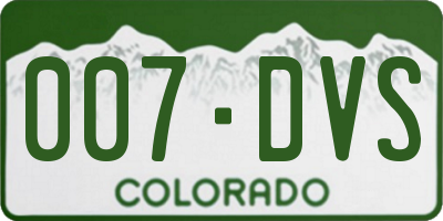 CO license plate 007DVS