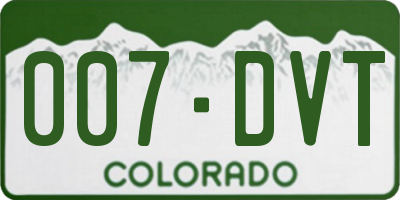 CO license plate 007DVT
