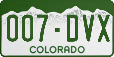 CO license plate 007DVX