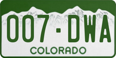 CO license plate 007DWA