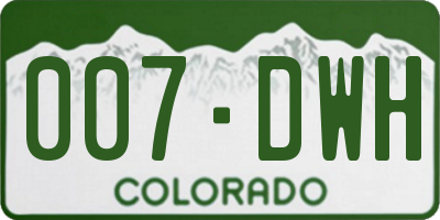 CO license plate 007DWH