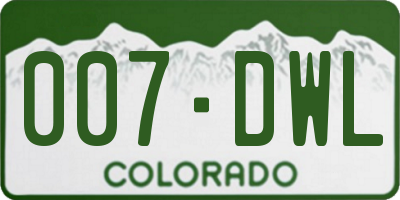 CO license plate 007DWL