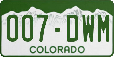 CO license plate 007DWM
