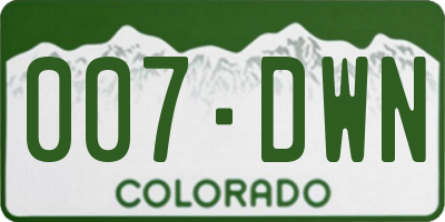 CO license plate 007DWN