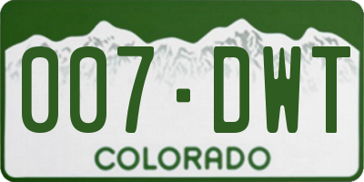 CO license plate 007DWT