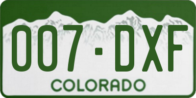 CO license plate 007DXF