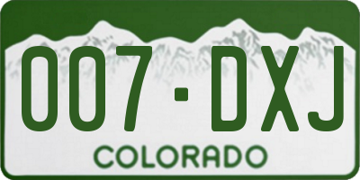 CO license plate 007DXJ