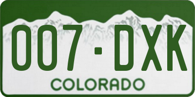 CO license plate 007DXK